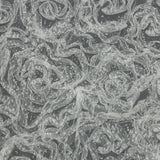 3D Fabric Roses Glitter Tulle - White