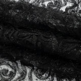 3D Fabric Roses Glitter Tulle - Black