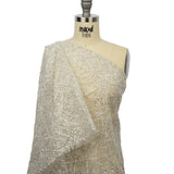 Corded Glitter Tulle with Sequins - White and Metallic Silver Abstract