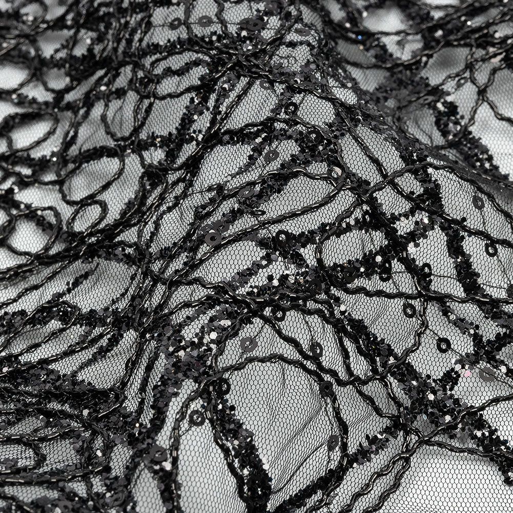 Corded Glitter Tulle with Sequins -