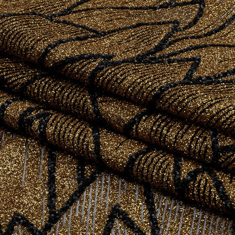 Glitter Tulle - Gold and Black Geometric Shards