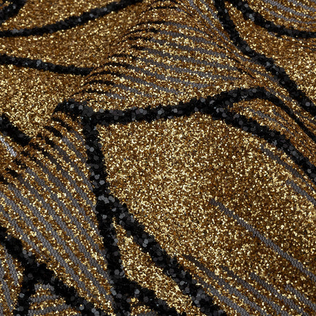 Glitter Tulle - Gold and Black Geometric Shards