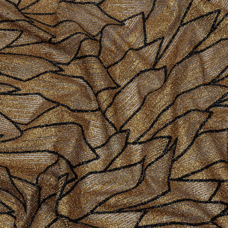 Glitter Tulle - Gold and Black Geometric Shards