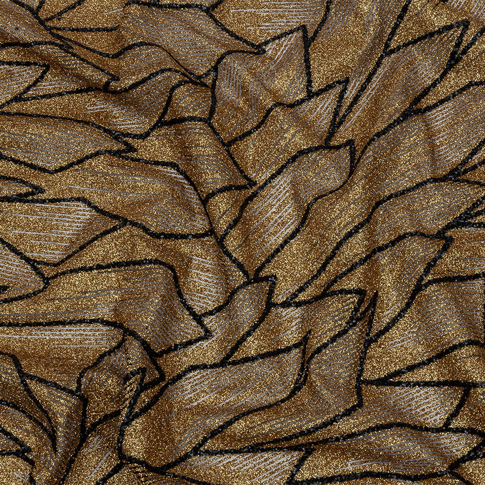 Glitter Tulle - Gold and Black Geometric Shards