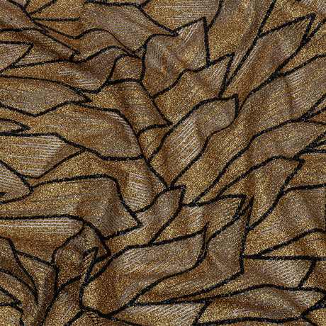 Glitter Tulle - Gold and Black Geometric Shards