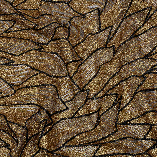 Glitter Tulle - Gold and Black Geometric Shards