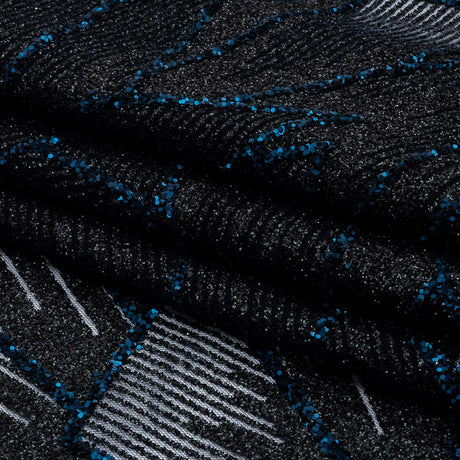 Glitter Tulle - Black and Navy Geometric Shards