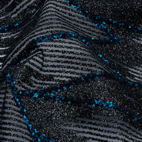 Glitter Tulle - Black and Navy Geometric Shards