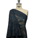 Glitter Tulle - Black and Navy Geometric Shards