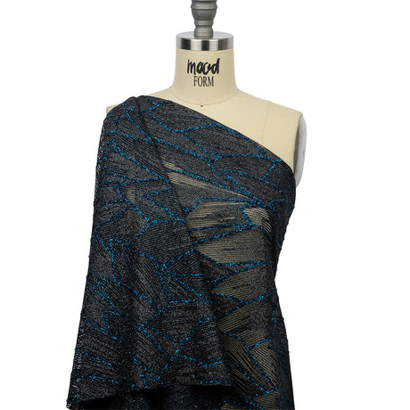 Glitter Tulle - Black and Navy Geometric Shards