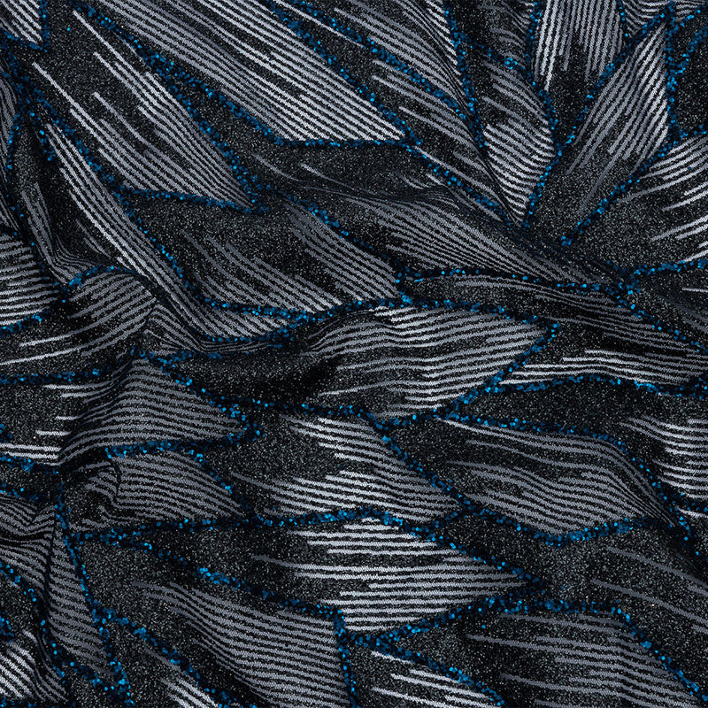 Glitter Tulle - Black and Navy Geometric Shards