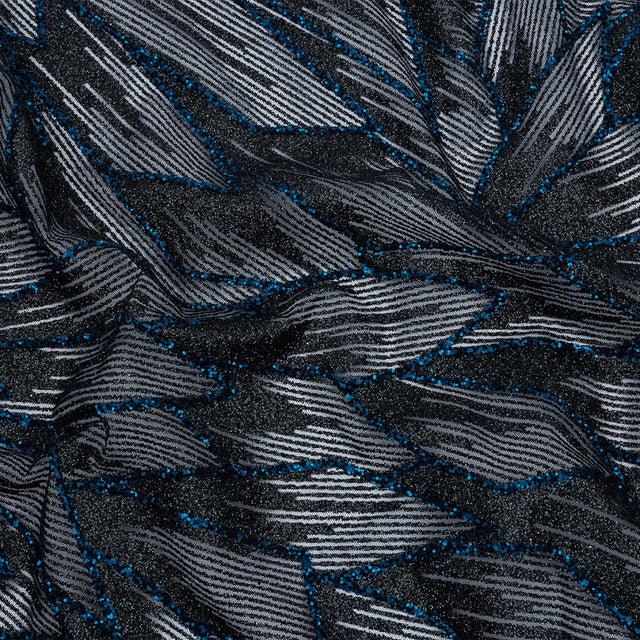 Glitter Tulle - Black and Navy Geometric Shards