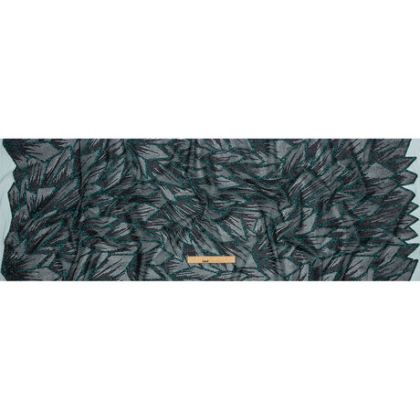 Glitter Tulle - Black and Deep Emerald Geometric Shards