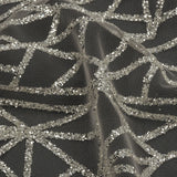 Glitter Tulle - Champagne and Silver Linear Geometry