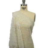 Glitter Tulle - White and Silver Linear Geometry