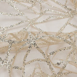 Glitter Tulle - Mink and Silver Linear Geometry