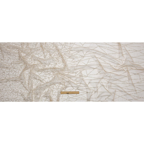 Glitter Tulle - Mink and Silver Linear Geometry