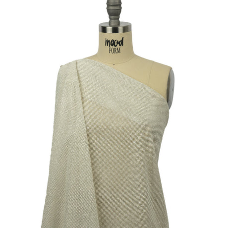 3D Puffy Glitter Tulle - Off White and Silver Packed Polka Dots