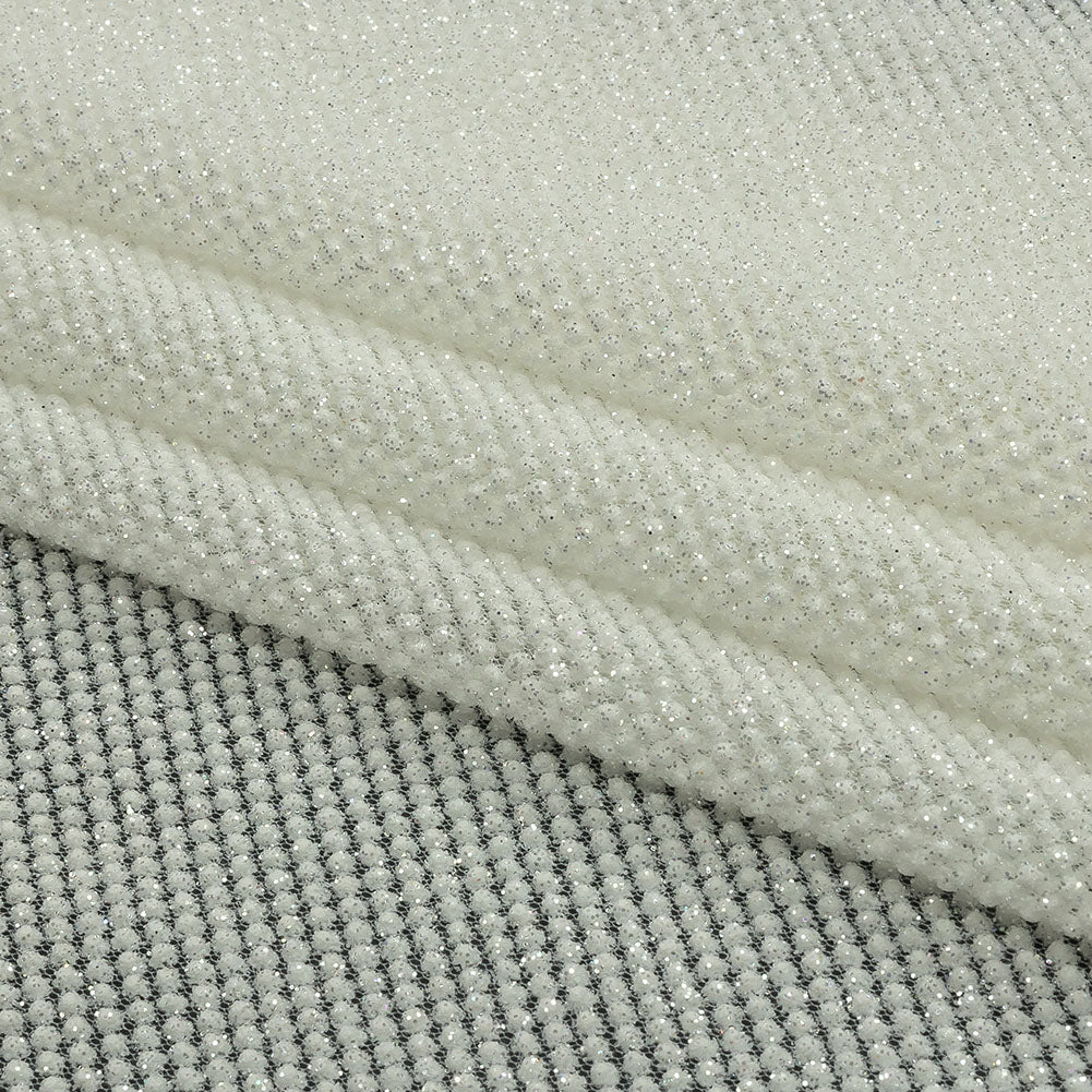 3D Puffy Glitter Tulle - White Packed Polka Dots