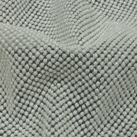 3D Puffy Glitter Tulle - White Packed Polka Dots