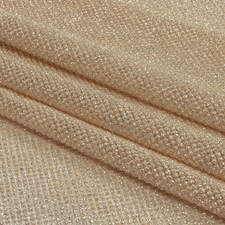 3D Puffy Glitter Tulle - Champagne and Silver Packed Polka Dots