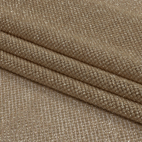3D Puffy Glitter Tulle - Tan and Silver Packed Polka Dots