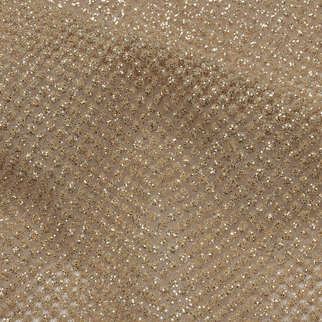 3D Puffy Glitter Tulle - Tan and Silver Packed Polka Dots