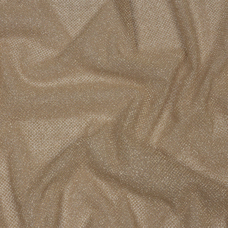3D Puffy Glitter Tulle - Tan and Silver Packed Polka Dots