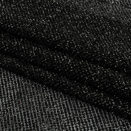3D Puffy Glitter Tulle - Black and Silver Packed Polka Dots
