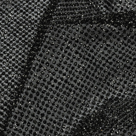 3D Puffy Glitter Tulle - Black and Silver Packed Polka Dots