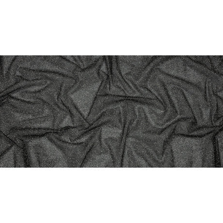 3D Puffy Glitter Tulle - Black and Silver Packed Polka Dots