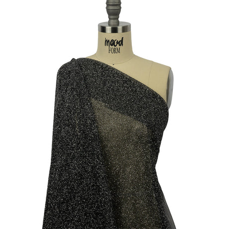 3D Puffy Glitter Tulle - Black and Silver Packed Polka Dots
