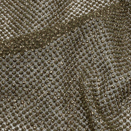 3D Puffy Glitter Tulle - Mink and Bronze Packed Polka Dots