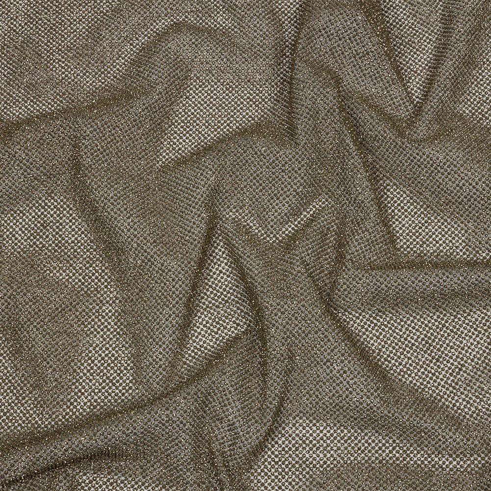 3D Puffy Glitter Tulle - Mink and Bronze Packed Polka Dots