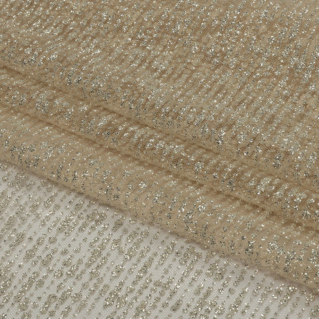 Glitter Tulle - Champagne and Silver Abstract Striations - Flare Collection