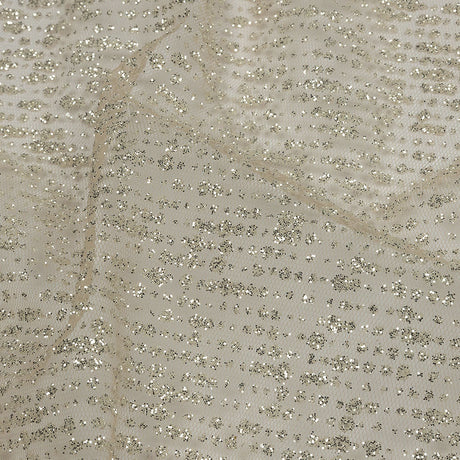 Glitter Tulle - Champagne and Silver Abstract Striations - Flare Collection