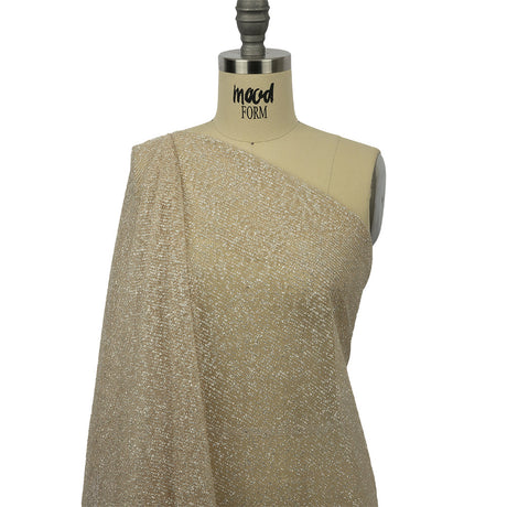 Glitter Tulle - Champagne and Silver Abstract Striations - Flare Collection