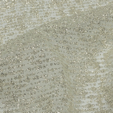 Glitter Tulle - Light Mint and Silver Abstract Striations - Flare Collection