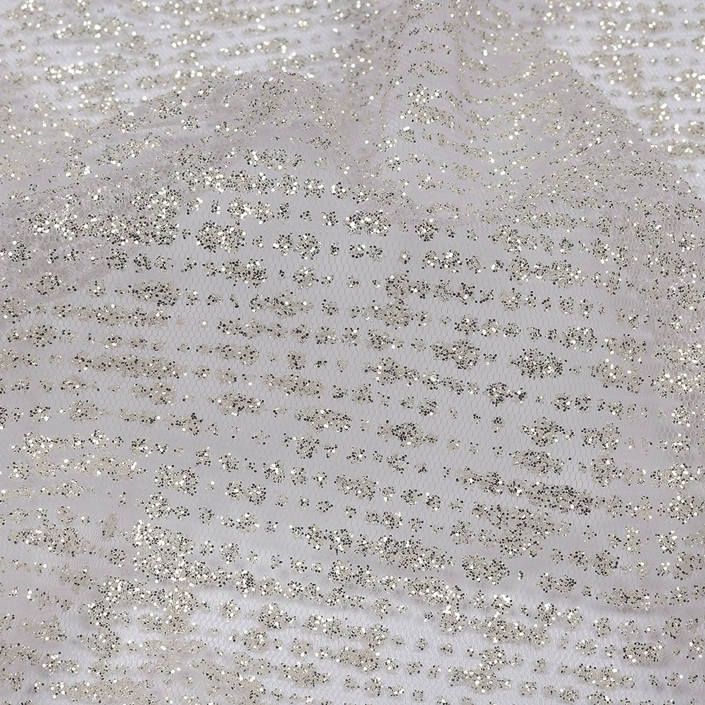 Glitter Tulle - Lilac and Silver Abstract Striations - Flare Collection
