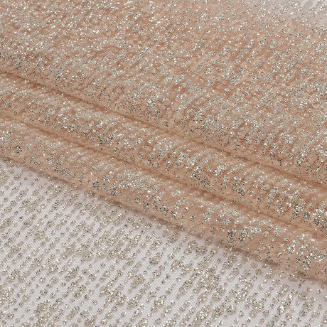 Glitter Tulle - Salmon and Silver Abstract Striations - Flare Collection