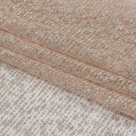 Glitter Tulle - Powder Pink and Silver Abstract Striations - Flare Collection