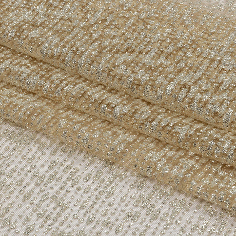 Glitter Tulle - Nude and Silver Abstract Striations - Flare Collection