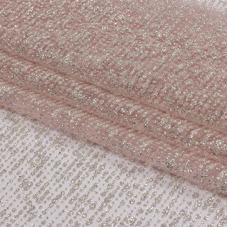 Glitter Tulle - Rose and Silver Abstract Striations - Flare Collection