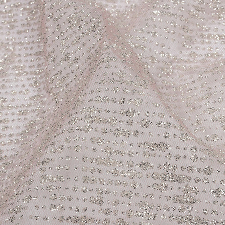 Glitter Tulle - Rose and Silver Abstract Striations - Flare Collection