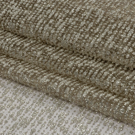 Glitter Tulle - Mink and Silver Abstract Striations - Flare Collection