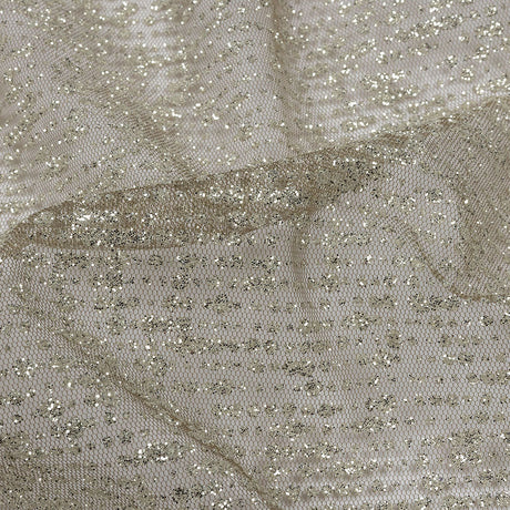 Glitter Tulle - Mink and Silver Abstract Striations - Flare Collection