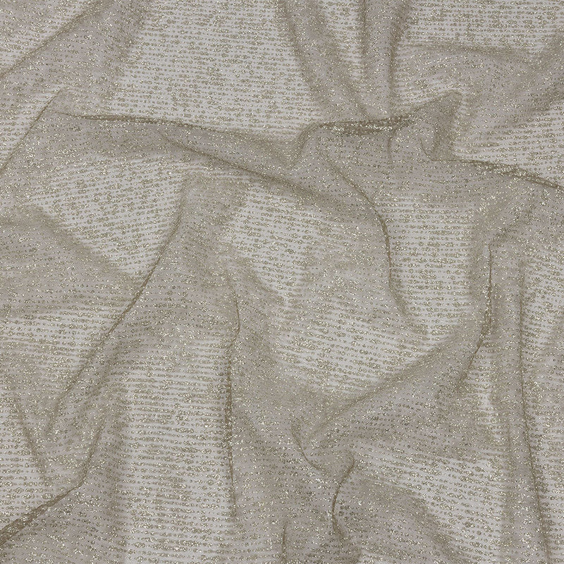 Glitter Tulle - Mink and Silver Abstract Striations - Flare Collection
