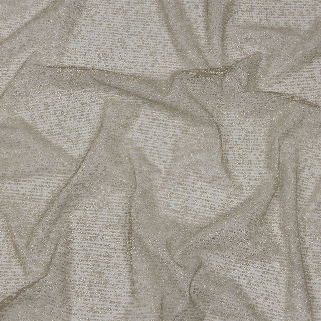 Glitter Tulle - Mink and Silver Abstract Striations - Flare Collection