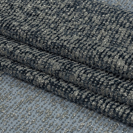 Glitter Tulle - Evening Blue and Silver Abstract Striations - Flare Collection