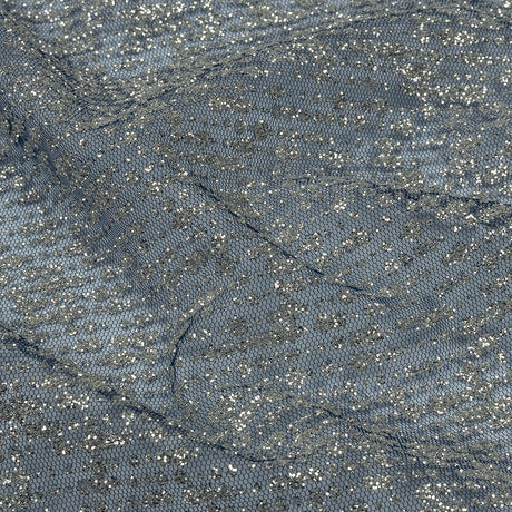 Glitter Tulle - Evening Blue and Silver Abstract Striations - Flare Collection